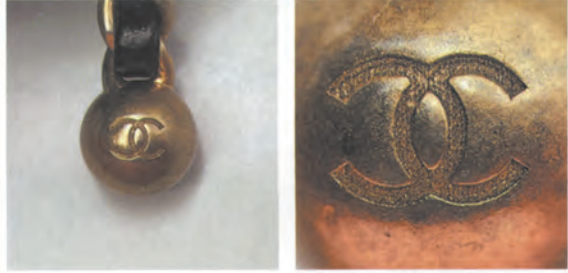  Replica Sunglasses Chanel CF mini gold ball macro shot revealing precise manual sanding marks in the logo groove.